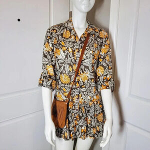 NWT Better B Fern Floral Print Dress Boho Bohemian Retro Mini Dress Tunic Size L